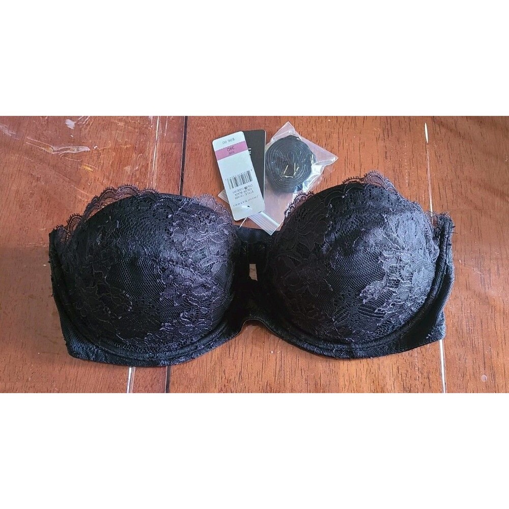 Natori Strapless Bra 34D Underwire Lace Overlay Padded Cup Black NwT $96 131085